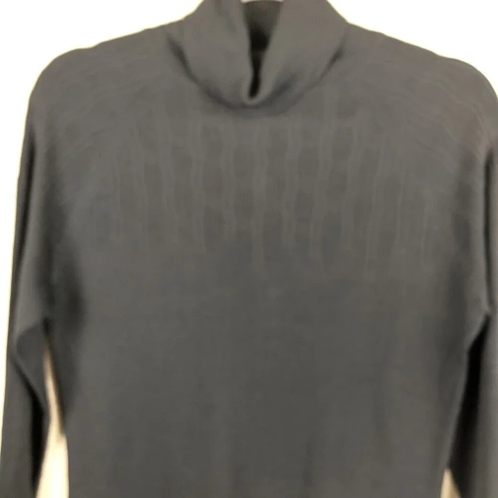 Caslon Womens 100% Silk Turtleneck Sweater‎ TOP Charcoal Gray Knit Size L 51036